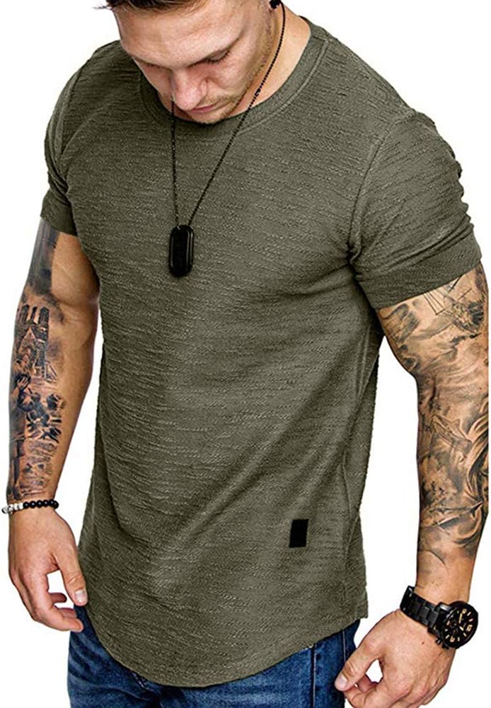 Fashion Mens T Shirt Muscle Gym Workout Athletic Shirt Cotton Tee Shirt Top