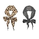 Leopard Print Neck Scarf for Women Black and White Polka Dot Neck Hair Scarves Skinny Cheetah Print Neckerchief Scarf Belts for Women Waist Jeans Dress Scarves Leopard Accessories 2 Pcs