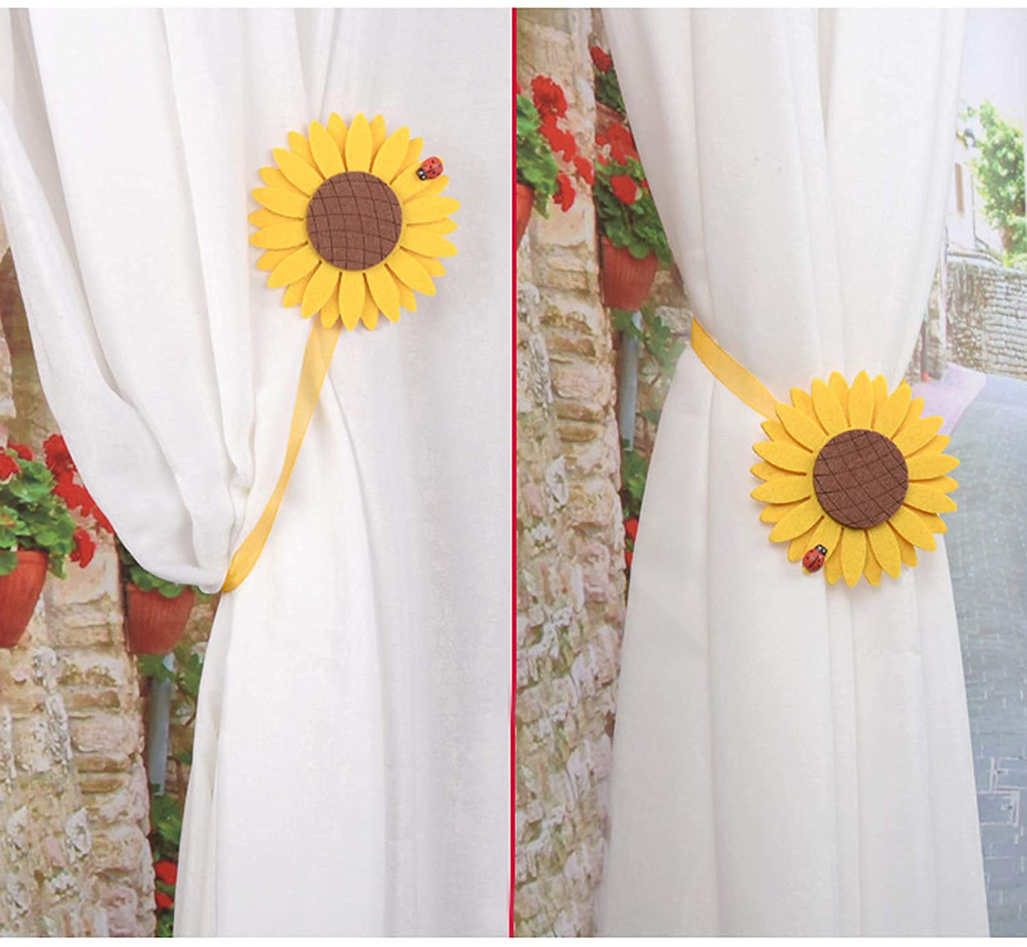 Sangles de rideau, boucle de rideau, attache de rideau, 2 pcs embrasse de rideau magnétique de tournesol, corde de retenue de dentelle de rideau de tournesol, support de boucle décorative de rideau de