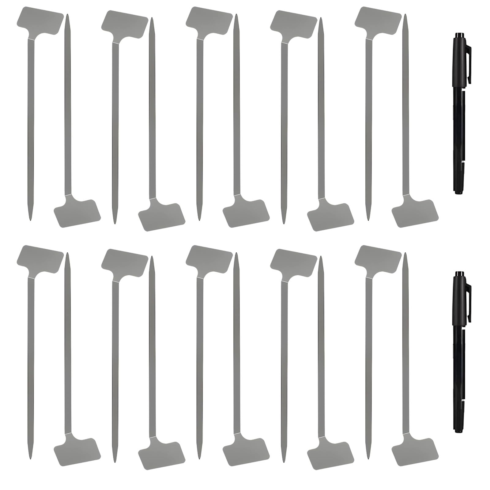 20 Stk. Edelstahl Pflanzenetiketten mit 2 Markern, 32,4 cm Metall Pflanzenmarker, wasserbeständig, wiederverwendbare Gartenschilder, 6,4 cm breite Beschriftungsfläche für Garten und Baumschule