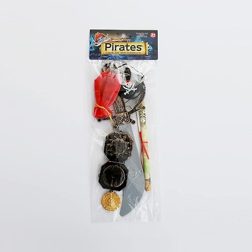 Miniatura 6 de Juego de accesorios de disfraz de pirata para niños, accesorios de juego de rol para fiestas infantiles (espada de plástico, monedas de pirata,