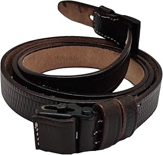 CALYX World War German Mauser K98 WWII Rifle Leather Sling WW2 German Army K98 98K Rifle Leather Rifle Carry Sling - Dark Brown K98 Reproduction