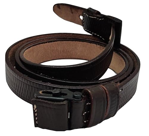 CALYX World War German Mauser 98K Reproduction Rifle Leather Carry Sling - Dark Brown