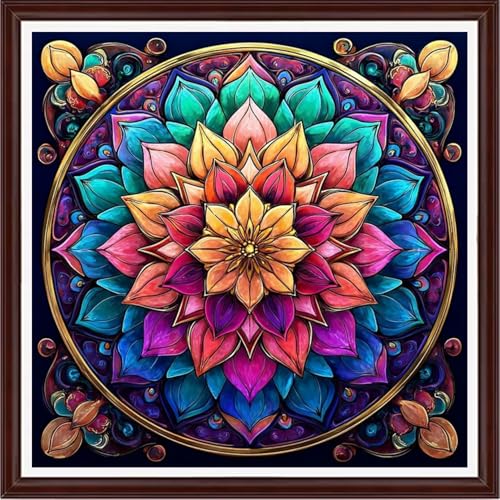 Image of Dooxvey Counted Cross Stitch Kits for Adults 11CT Printed Cross-Stitch Patterns Cross Stitching Embroidery Kit Stamped or Counted Needlepoint Kits-Magic Mandala 18x18 inch