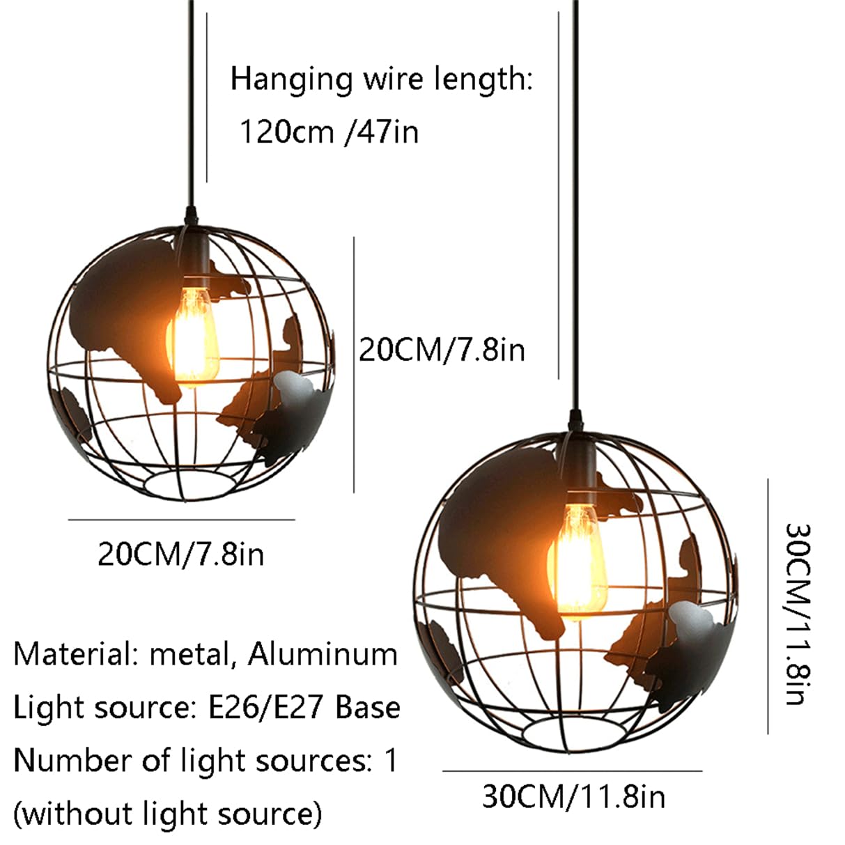 Lampada A Sospensione Vintage Di Metà Secolo, Lampada A Globo