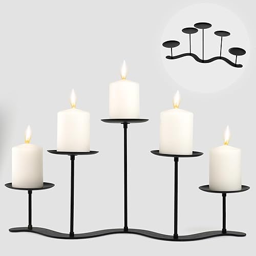 Miniatura 2 de Candelabro de chimenea para decoración del hogar soporte de vela de 17 pulgadas para comedor interior y sala de estar - Candelabro de pilar de metal