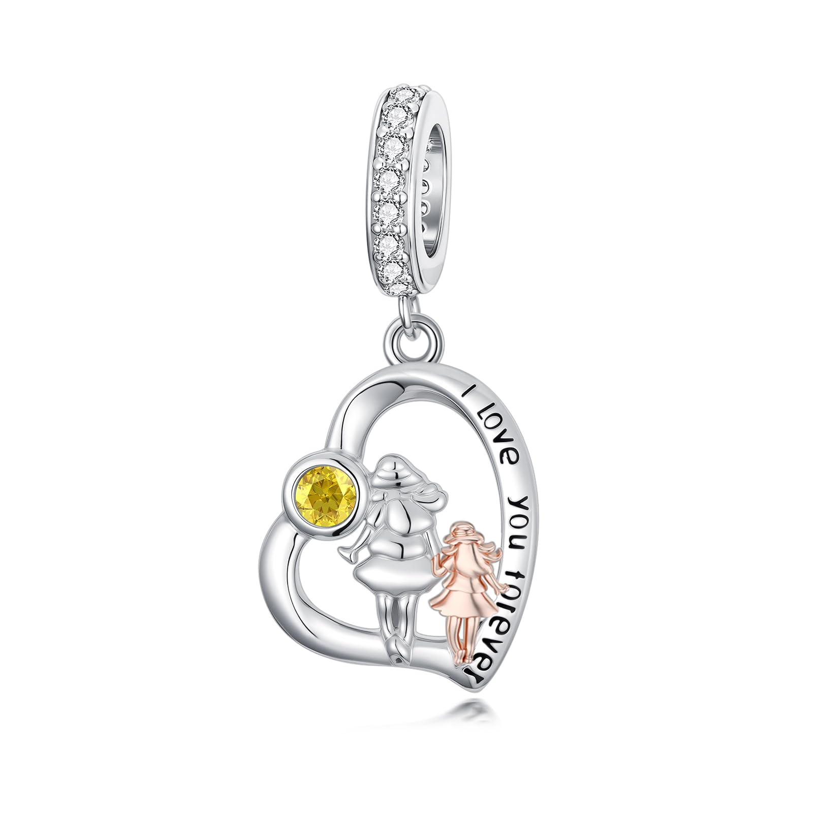 PROESS Father Mother Daughter Charm fit Charms Bracelet Sterling Silver Charms for Bracelets Birthday Valentines Day Gifts for Daughter Mother Lover