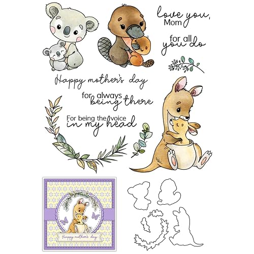 Happy Mother's Day Kangaroo Mom Stamps and Cutting Dies for