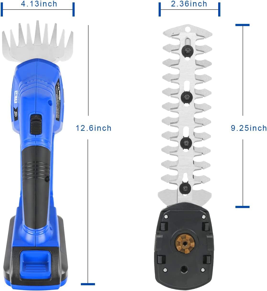 review Cordless Grass Shears & Shrub Hedge Trimmer, 2 in 1 Electric Handhled Hedge Clippers 20V Grass Cutter Trimmer with Rechargeable Lithium-Ion Battery and Charger, Plastic Cover Included