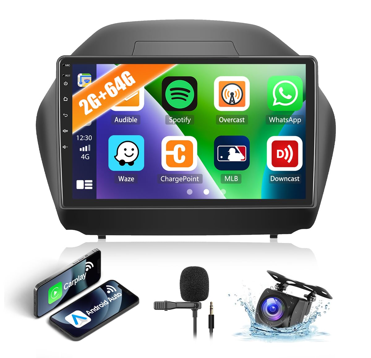 2G+64G CAMECHO Android 13 Radio Coche para Hyundai IX35 2010-2015 con GPS Carplay Android Auto,Radio 2 DIN con Pantalla de 10 Pulgadas Bluetooth FM/RDS Mirror Link+Cámara Trasera