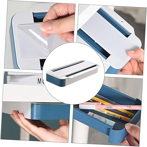 Miniatura 6 de EXCEART Caja de almacenamiento de artículos de papelería, organizador de escritorio oculto, estuche adhesivo para bolígrafos debajo del escritorio,