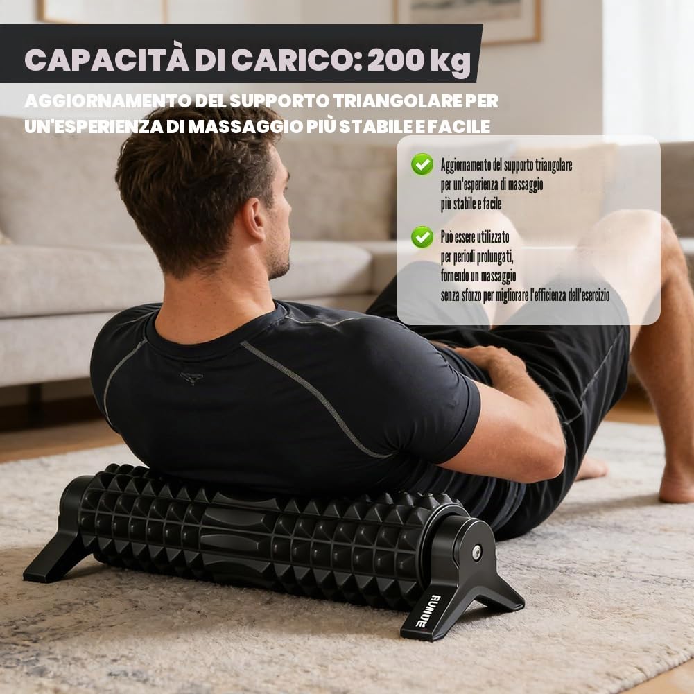 Rullo fasciale con supporto e texture 3D, rullo massaggiante, rullo in schiuma rigida per massaggio a tutto il corpo, ideale per yoga, pilates, fitness, schiena, gambe, spalle, rilassamento muscolare