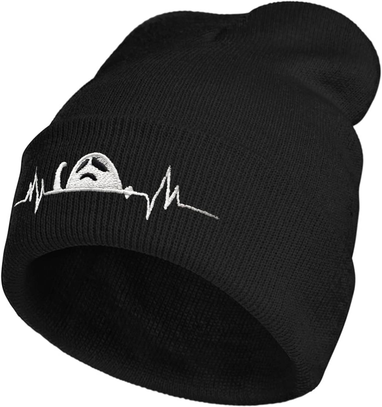 White Ghost Goth Halloween Beanie Hat for Men Women Winter Warm Stretch Skull Knit Hats Cap