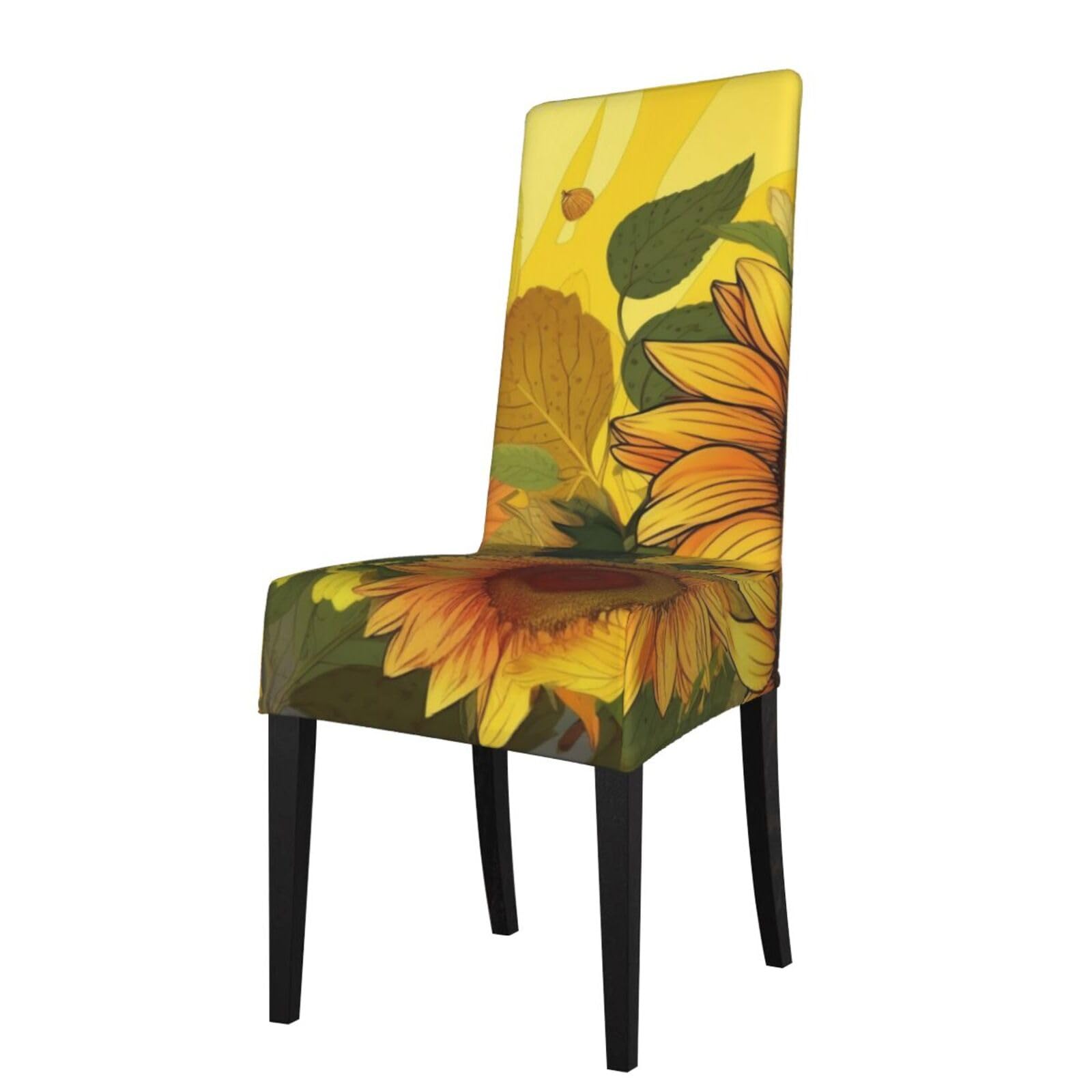 WPKJU Yellow Sunflowers Print Dining Chair Covers Removable Chair Seat Covers Decorative for Kitchen & Bar Stools