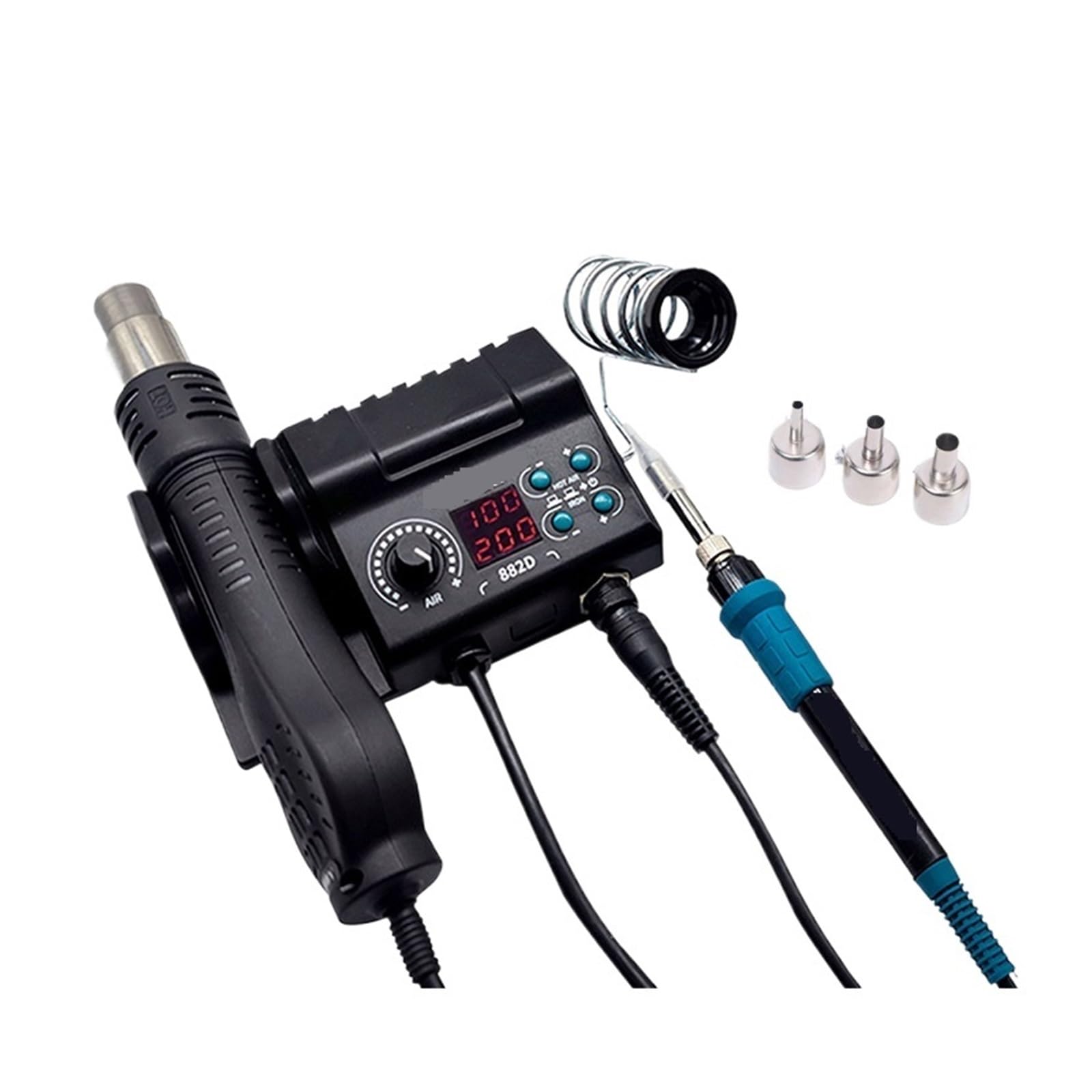 Stacja Lutownicza LCD Cyfrowa 2 W 1 750 Pistolet Na Gorące Powietrze Rework SMD Lutownica Do BGA PCB IC Spawanie Naprawa Narzędzia Wydajna Lutownica(Package A)