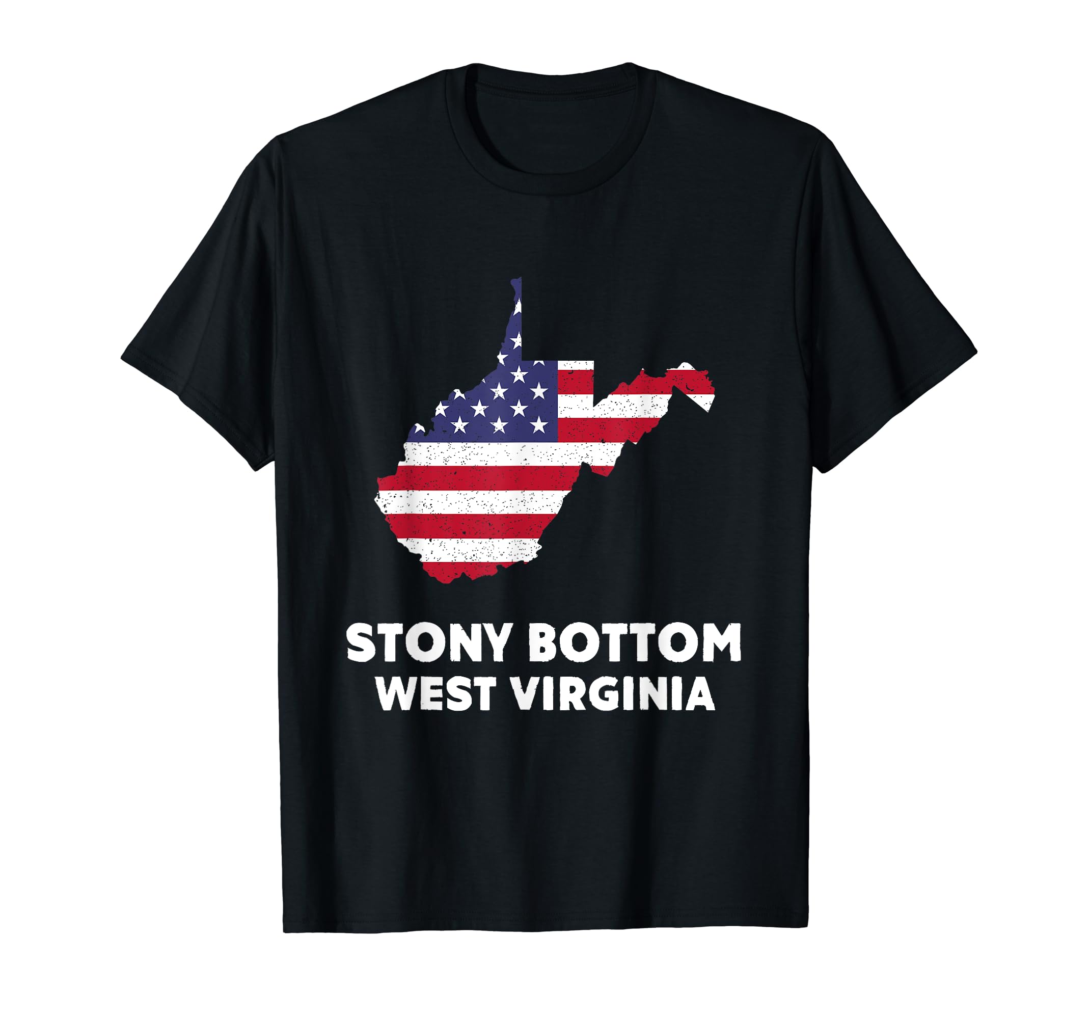 Distressed Patriotic USA Flag Stony Bottom, West Virginia T-Shirt