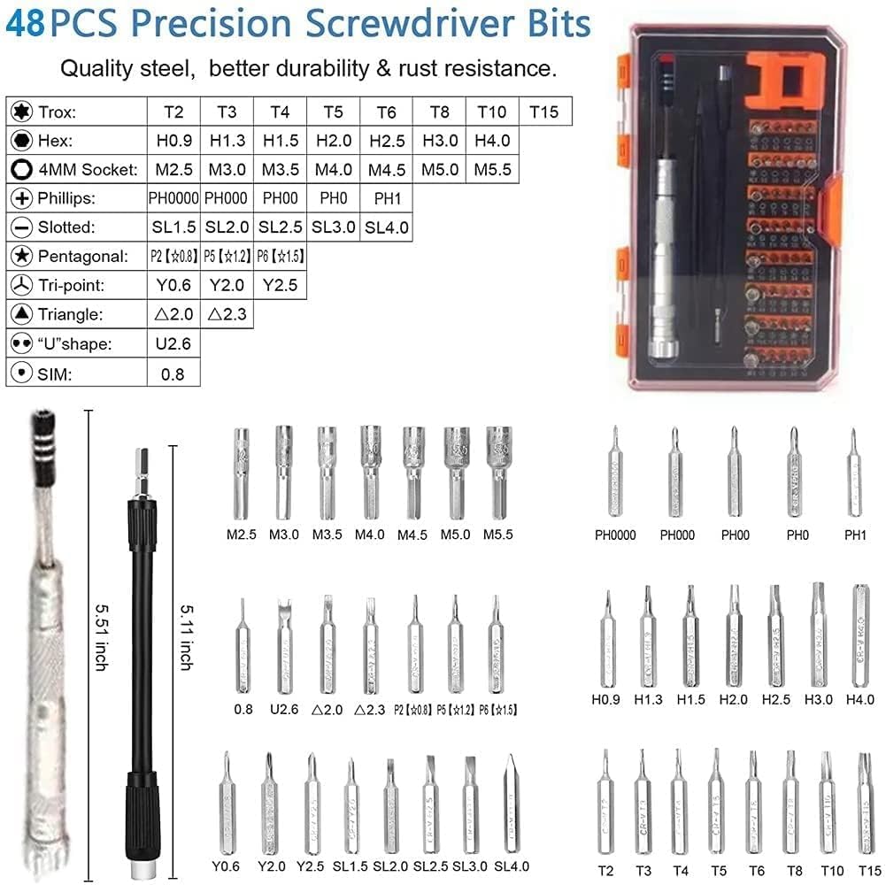 52-in-1 Screwdriver Set Professional Electronics Repair Tool Kit for Mobile, Laptop, and Gaming Devices 4