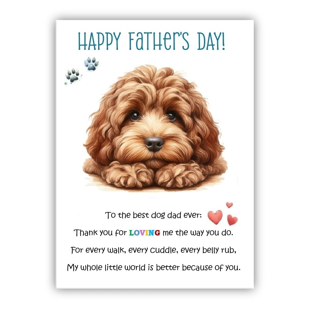Father’s Day Card From the Dog. Multiple Breeds Available. Cute Fathers Day Pet Card. To The Best Dog Dad. (• Cockapoo brown dog– Cockerpoo)