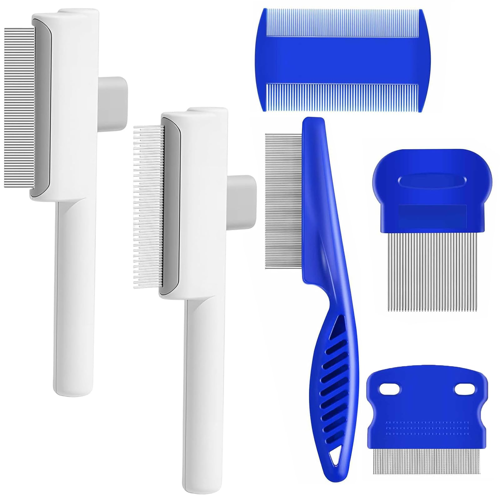 6 PCS Cat Flea Combs Set, Aesthetic Pet Hair Remover Comb, Durable Flea Brush for Dogs, Cat Hair Brush Suitable for Removing Tangled and Loose Hairs From Dogs Cats