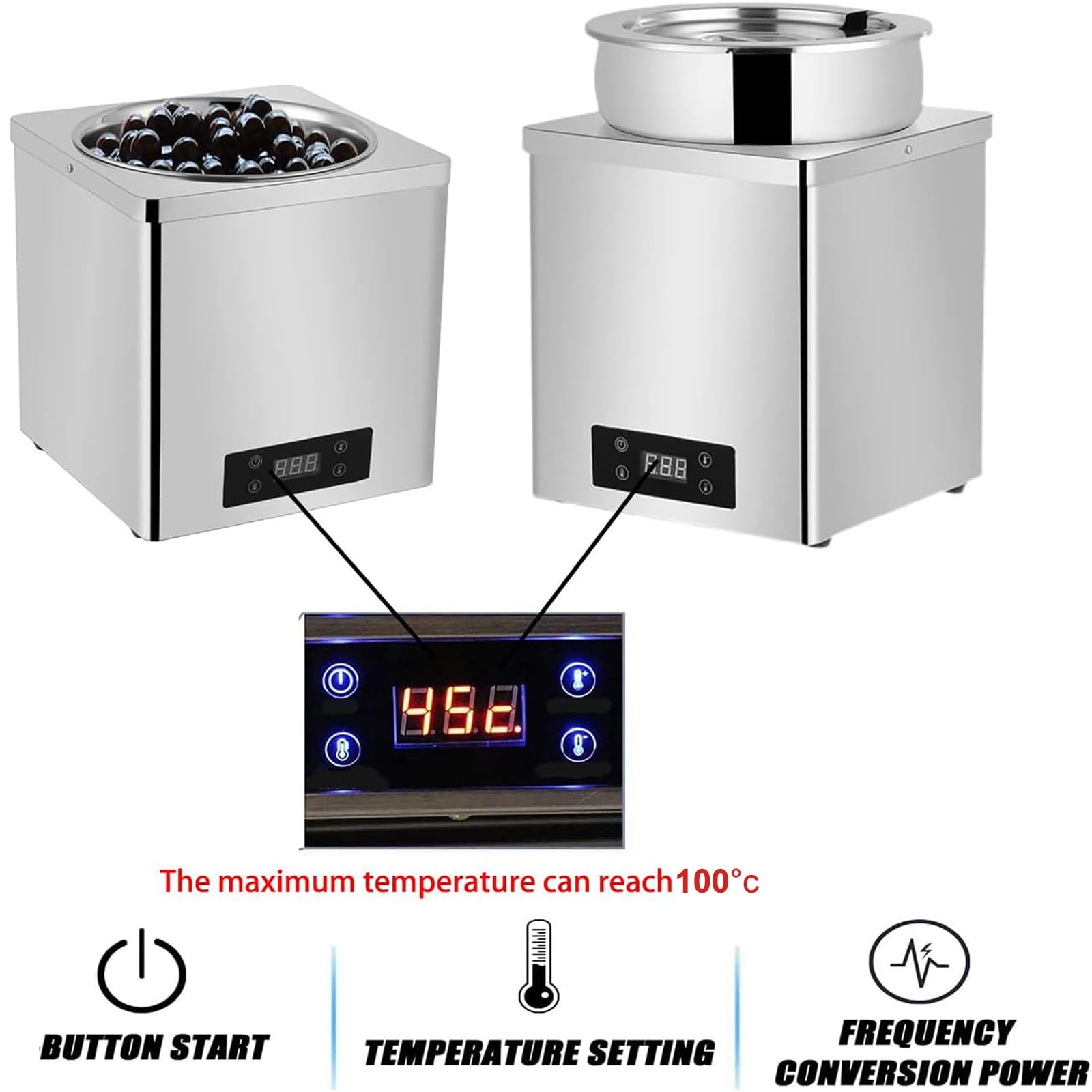 MObyat Tapiokaperlen-wärmer, 3-l/7-l-isolierbehälter Aus 4-lagigem Edelstahl, Einstellbare Warmhaltetemperatur Von 40–90 °c, Zum Warmhalten Von Speisen In Milchtees Und Sushi-Restaurants 7l