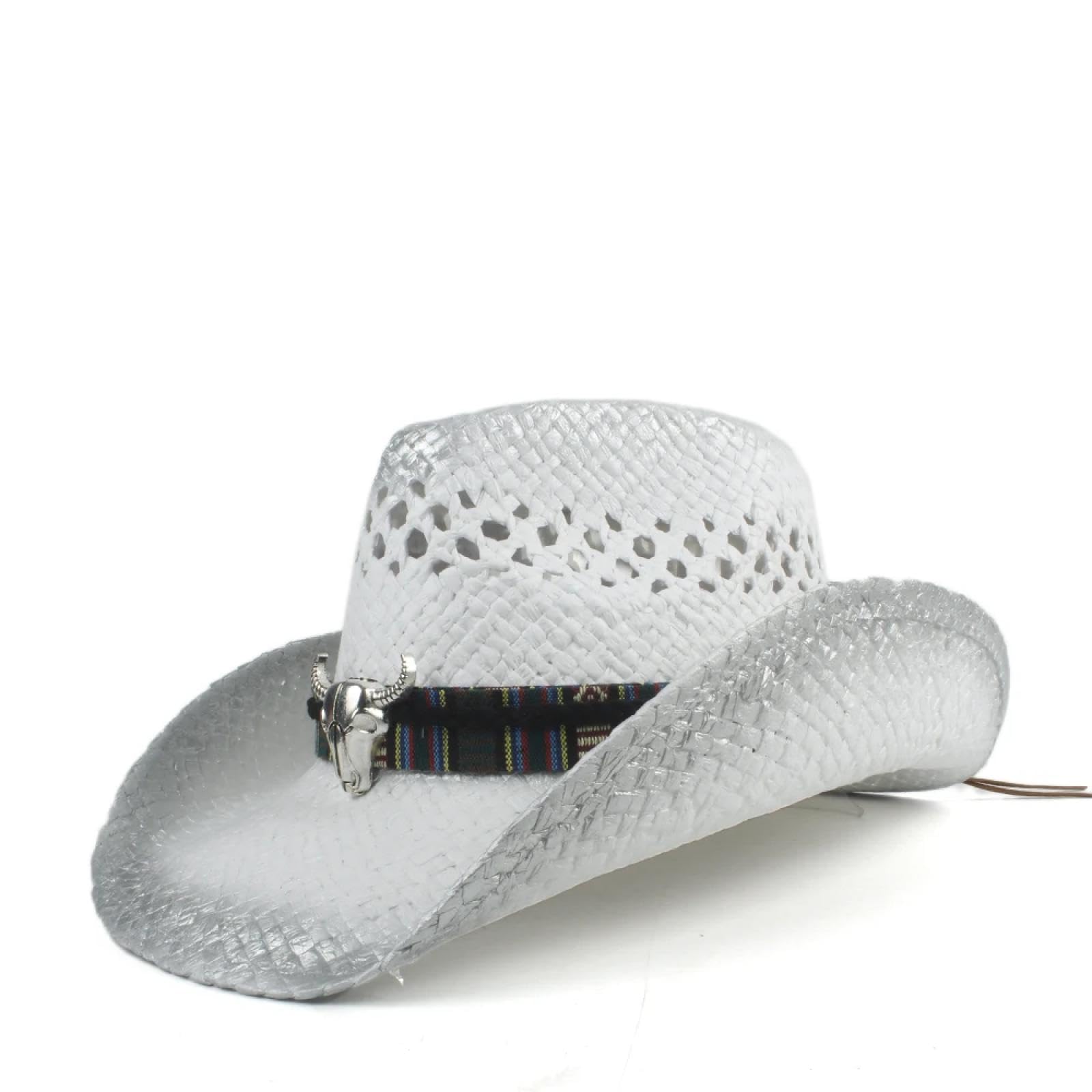 CLoxks Sombreros Cowboy Moda Mujeres Hombres Hueco Sombrero De Cowboy del Oeste Señora Papá Hecho A Mano Paja Vaquera Jazz Gorras para El Sol