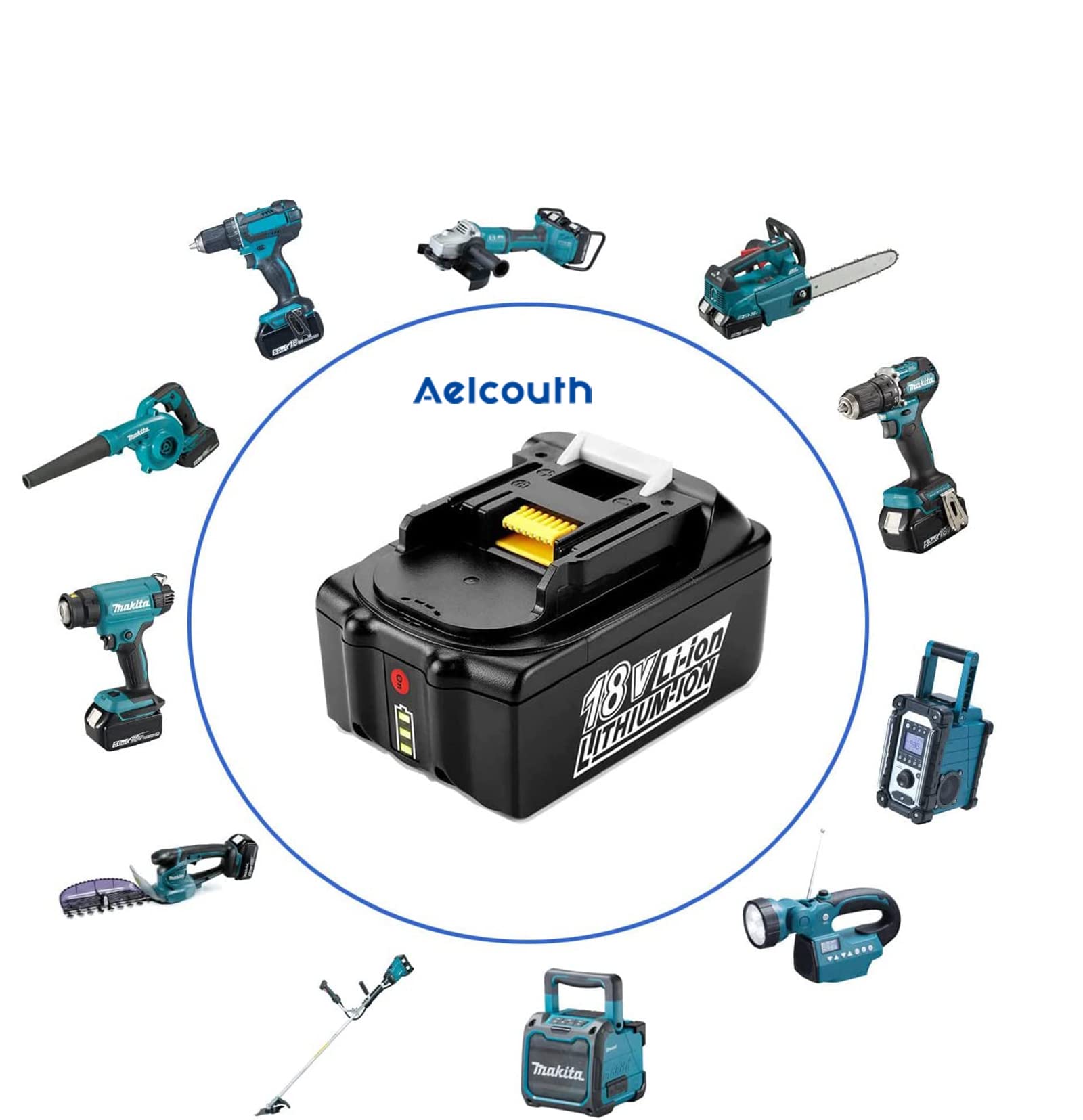 Ladegerät & 2X Akku 18V 5,0Ah für Makita BL1830 BL1840 BL1850, Radio DMR100 DMR101 DMR102 DMR103B DMR104 DMR105 DMR106 DMR107 DMR108 DMR109 DMR110, DHP482 DUC353Z DCL182Z DLM431 DCF300Z