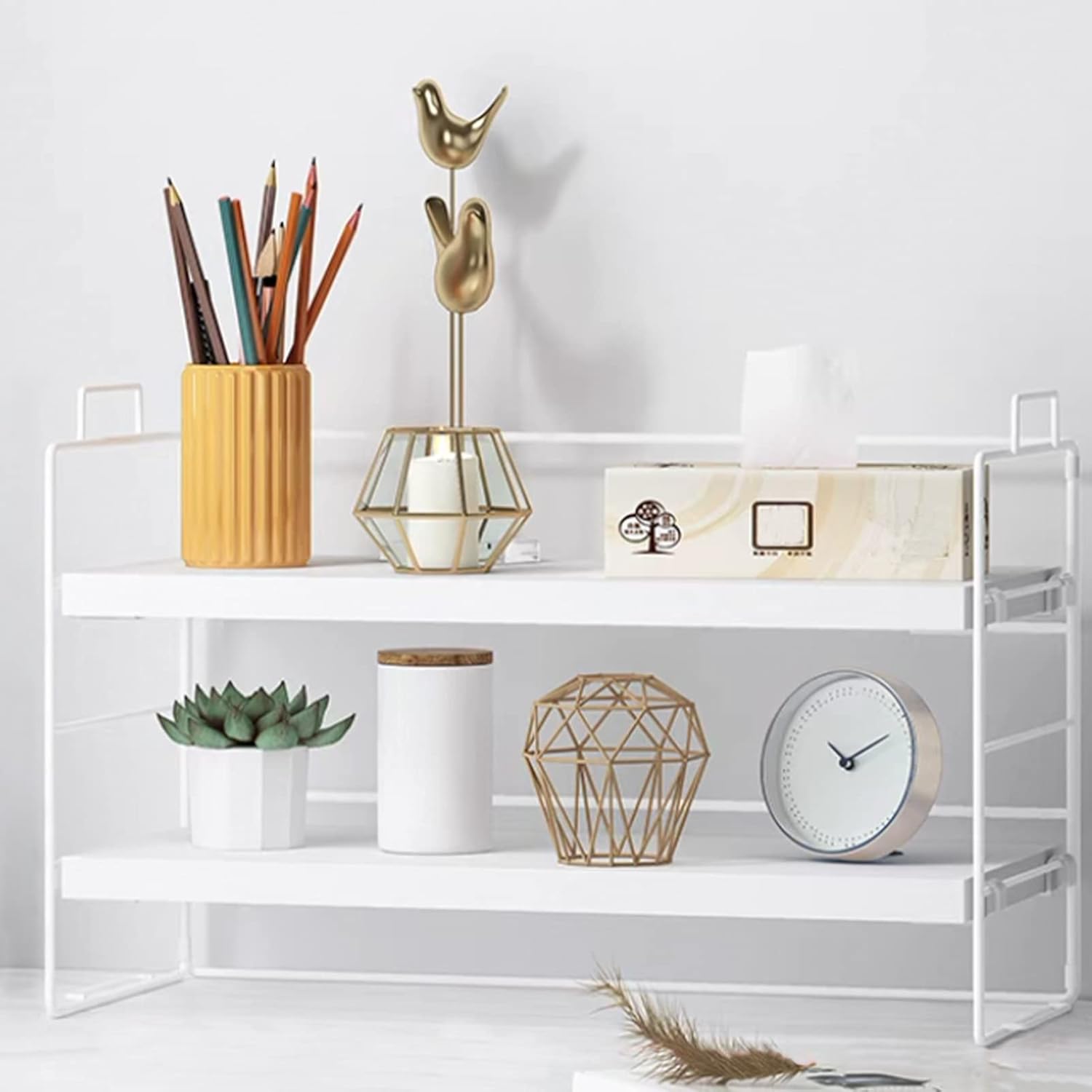 Desktop Organizer Shelf, 2 Tier Organizer Storage Shelf