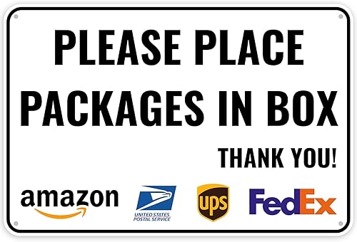 1 letrero de entrega para paquetes  Please Deliver All Packages to Rear Door Left Flecha  12 x 8 pulgadas  Aluminio  Instrucciones de entrega para