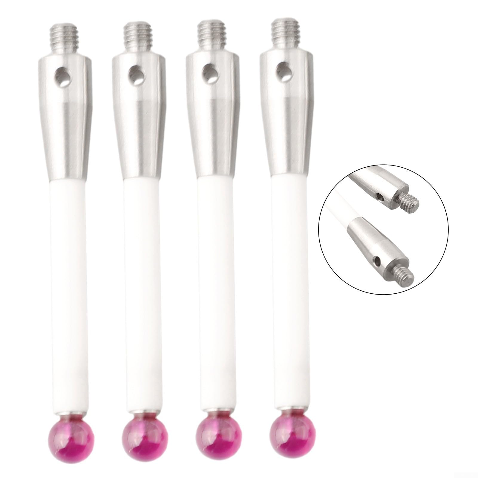 CMM Lot de 4 goupilles tactiles avec tige en céramique Ø6 mm L50 mm Bille Rubis A-5000-3709 pour compteurs de coordonnées