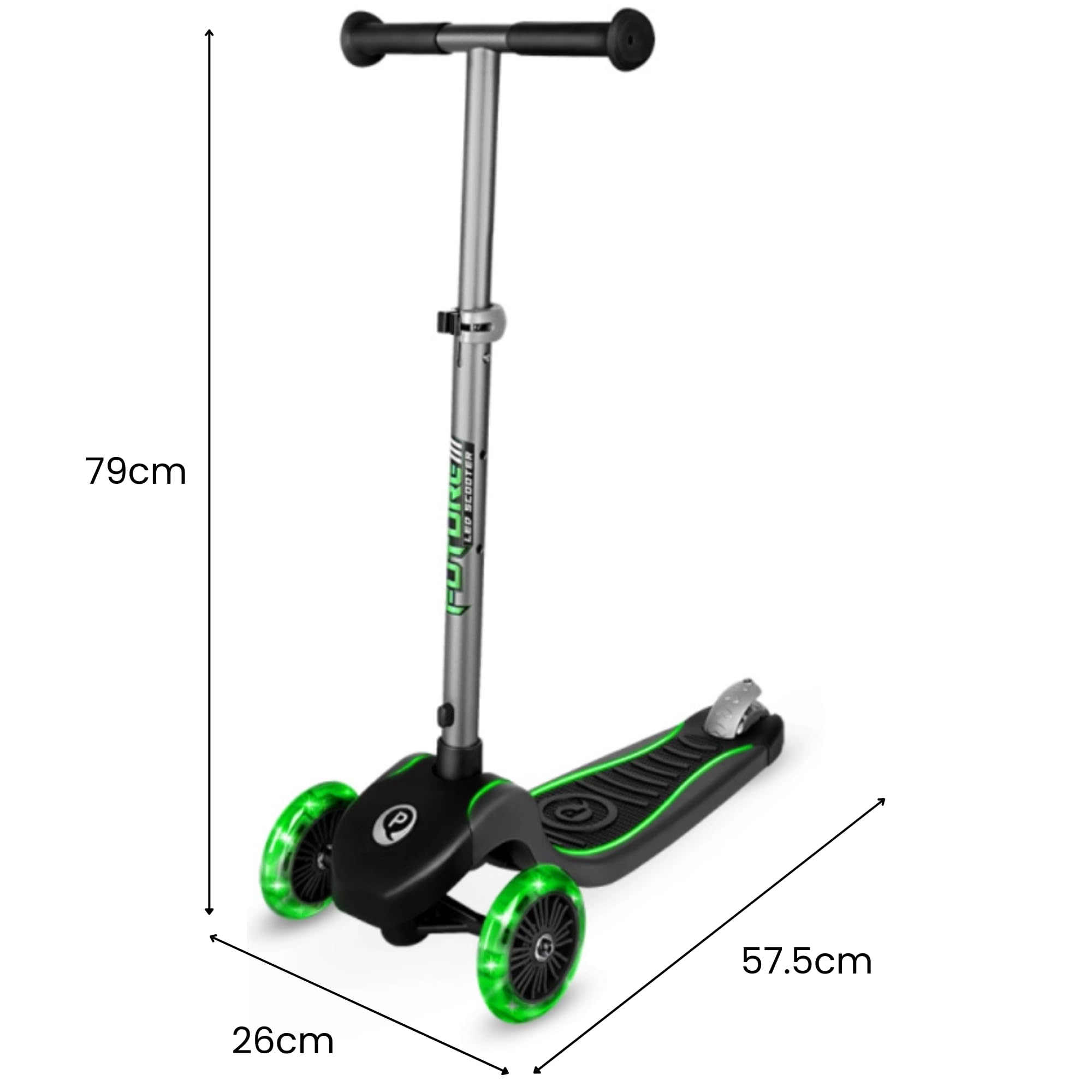 QPlay Patinete Niño Infantil 3 Ruedas Luminosas | Altura Regulable | Luces LED en la Base y en Las Ruedas | Diseño Estable y Visible | Patinete Plegable Niño con Puños Antideslizantes