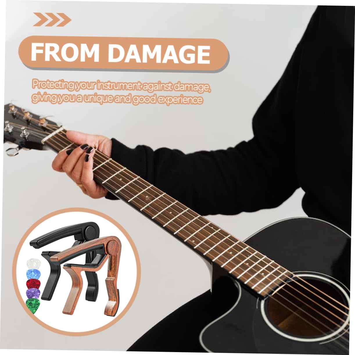 BESPORTBLE 3 Sets Professional Tuning Clip Sandhi Clamps Guitar Picks Tone Modified Clamp for Acoustic Electric Guitar Pitch Accessory Random Color