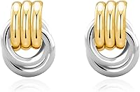 NIXMAX Chunky Small Knot Dangle Earrings for Women - Gold Silver Plated, Hypoallergenic Lightweight Geometric Drop Jewelry