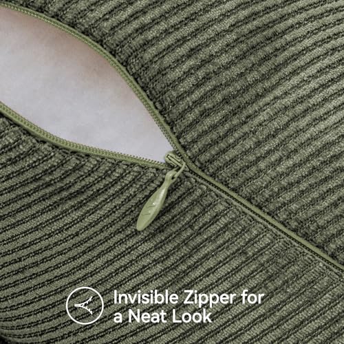 Image of a moment Pack of 2 Decorative Chenille Throw Pillow Covers with Twill Cushion Covers for Sofa Living Room Couch Bed 20x12 Inch Olive Green