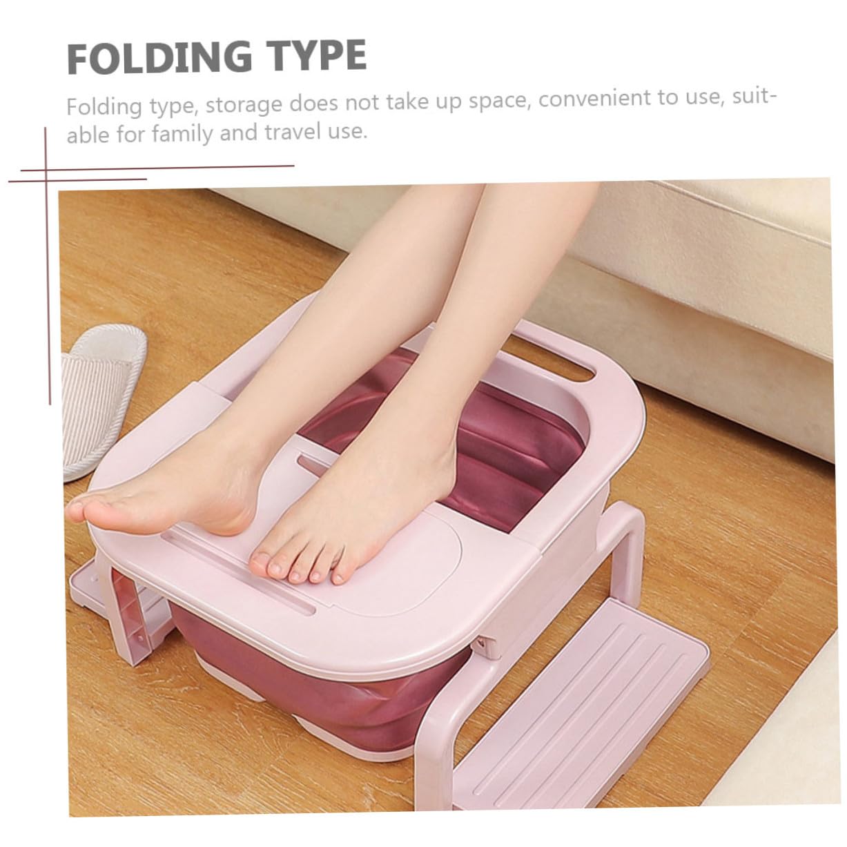 TOPBATHY Klappbares Fußbadebecken aus Pp mit Stabiler Stütze und Bequemem Design für Familien und Reisen Praktisches Fußbad Eimer in Rosa Zufällige Farbe