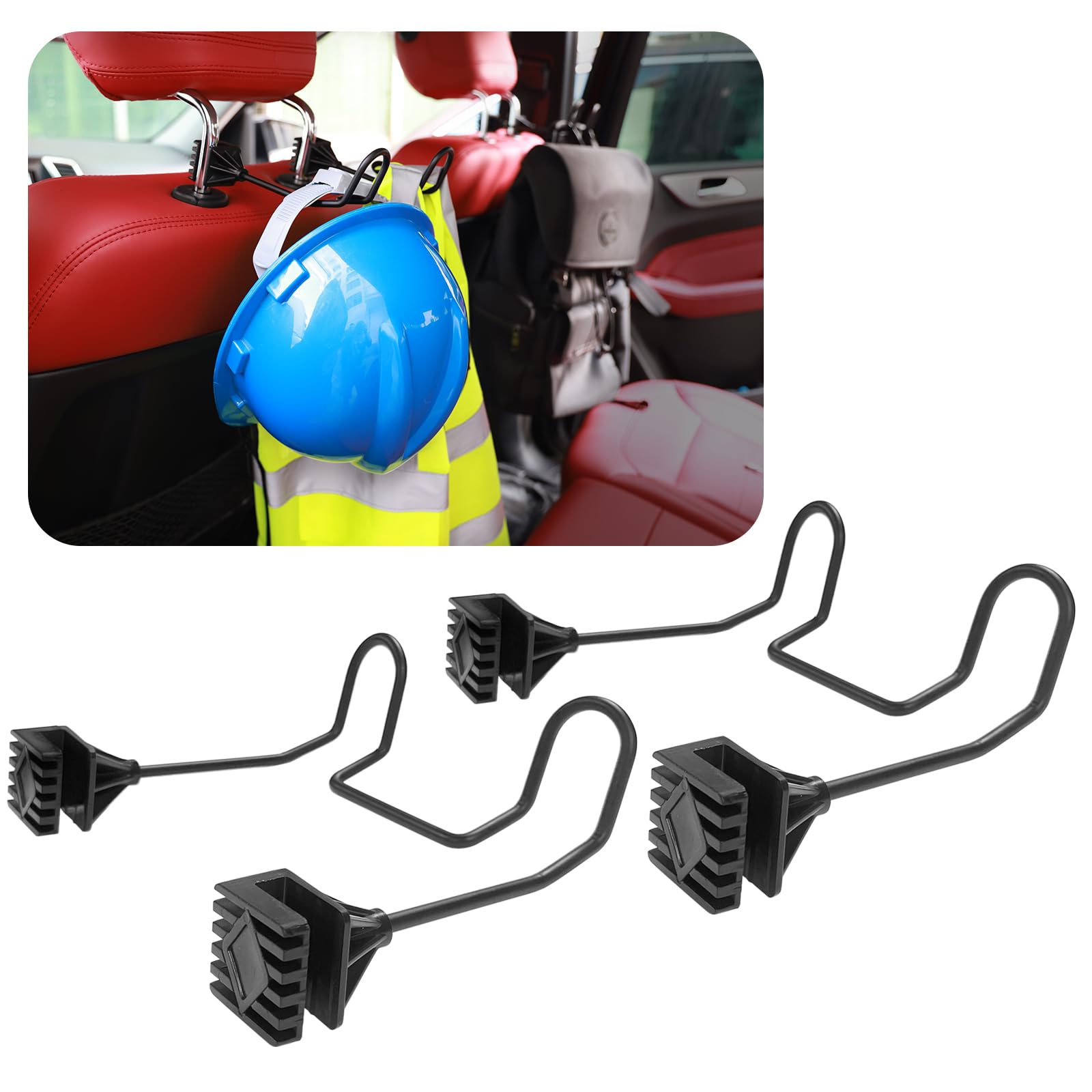 GODLIY Hard Hat Holder for Truck Seat - Work Truck Accessories for Hard Hat & Safety Vest,Car Back Seat Headrest Hooks for Men (2 PCS)