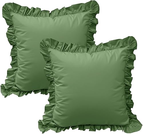 Miniatura 43 de Fundas de almohada con volantes de la Casa de la Reina, tamaño Queen, color blanco shabby, juego de 2, estilo granja, fundas de almohada francesas