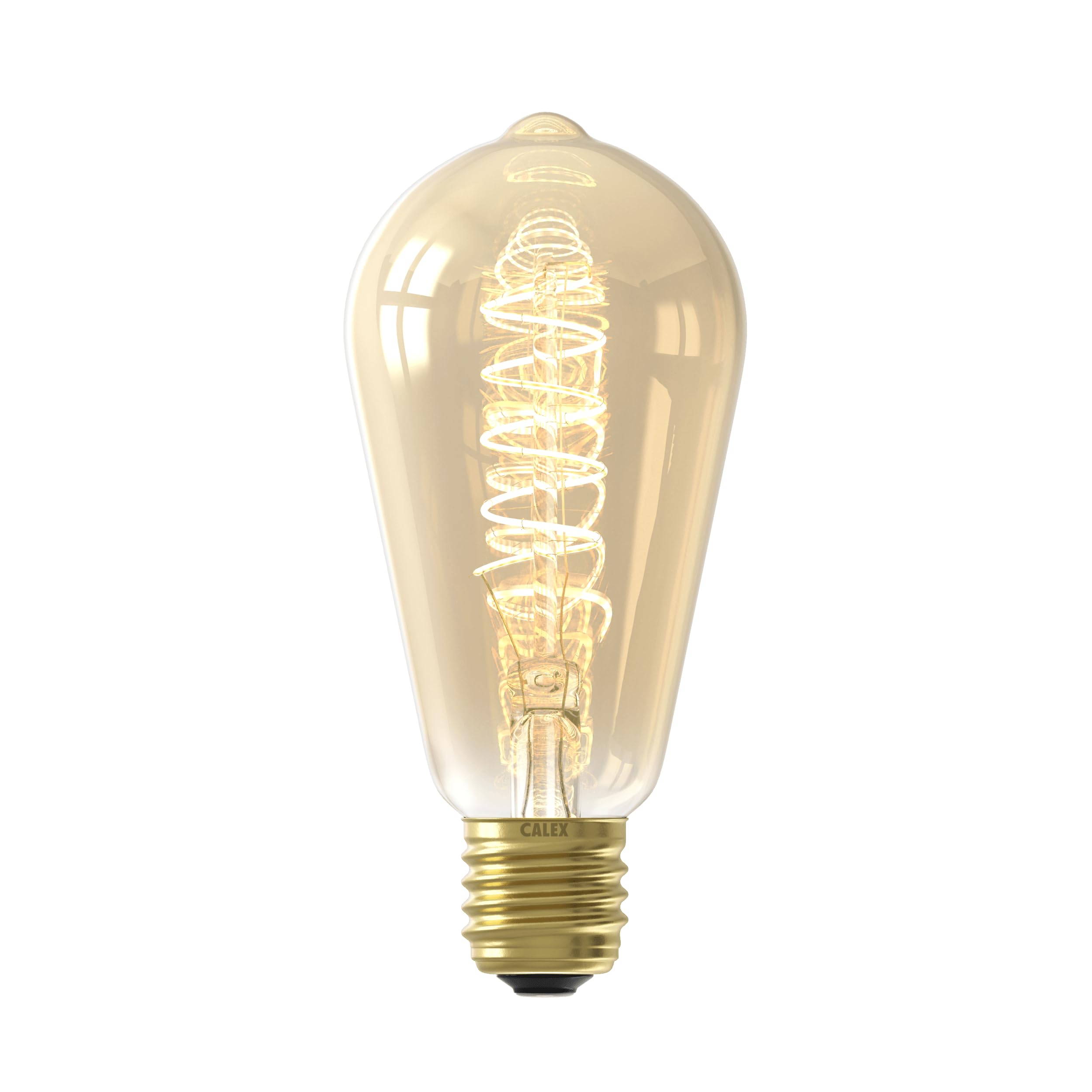 CALEX - LED Bulb, E27, Vintage Filament Edison ST64 Light Bulbs, Gold, Dimmable Warm White Light, 3.8W