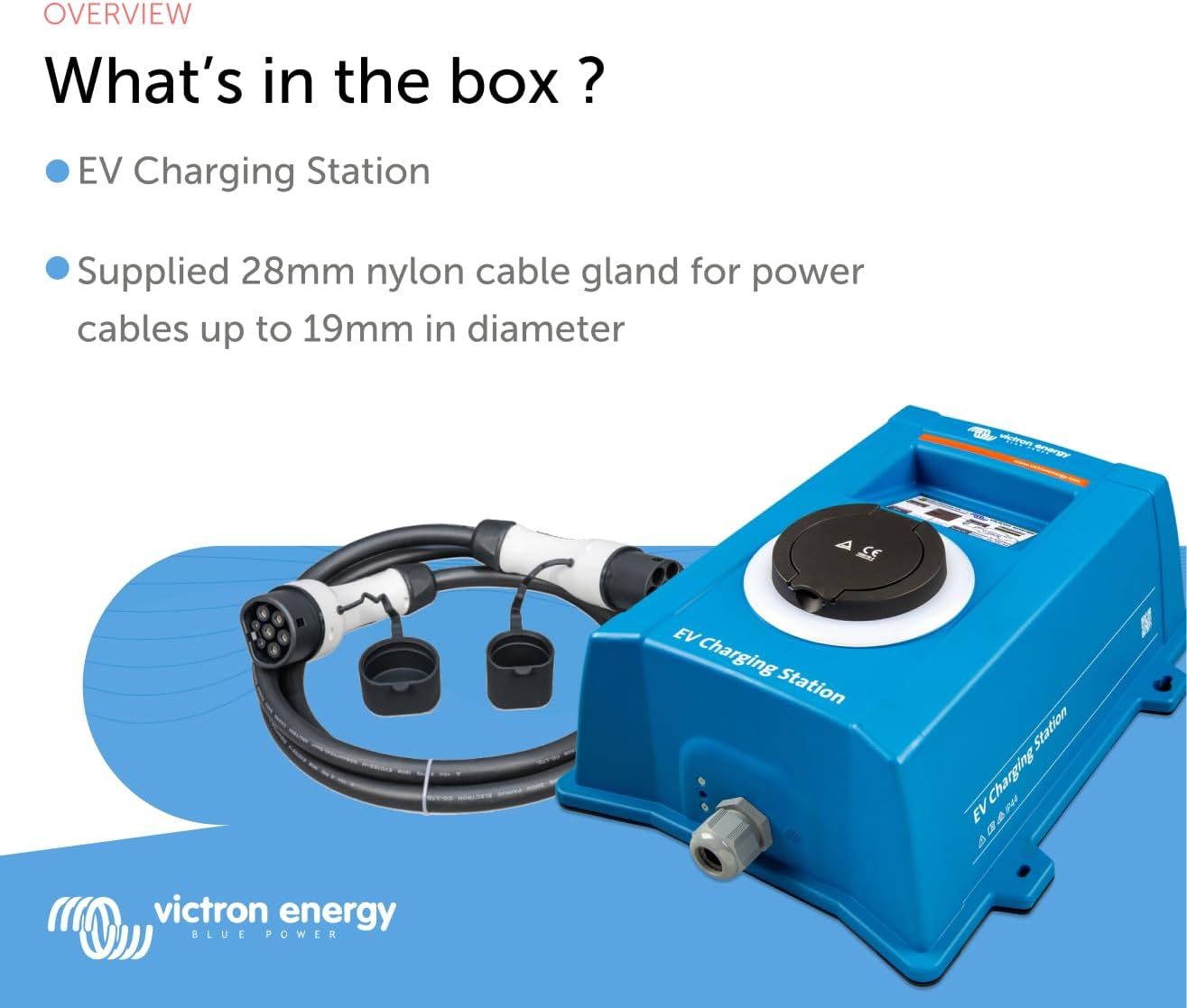 Victron Energy EV Charging Station, 170-265 VAC 22 kW, Electric Vehicle Charger, Wi-Fi and Bluetooth Enabled