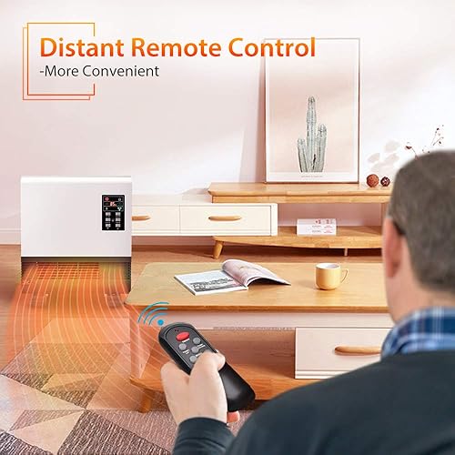 Miniatura 6 de Calentador eléctrico - Calentador de espacio de 1500 W, calentador de habitación montado en la pared con base de pie, ahorro de energía,