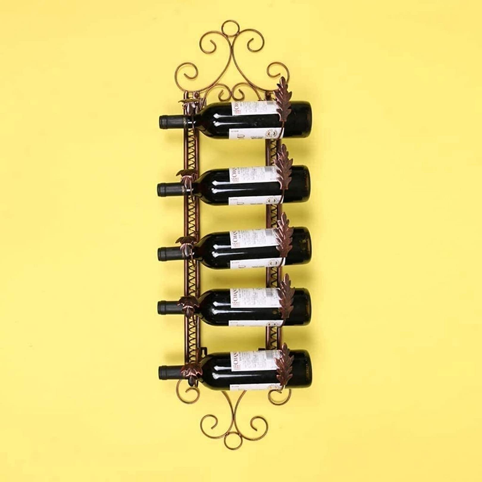 Casier à vin pour bouteilles de vin rouge : étagère murale en fer forgé