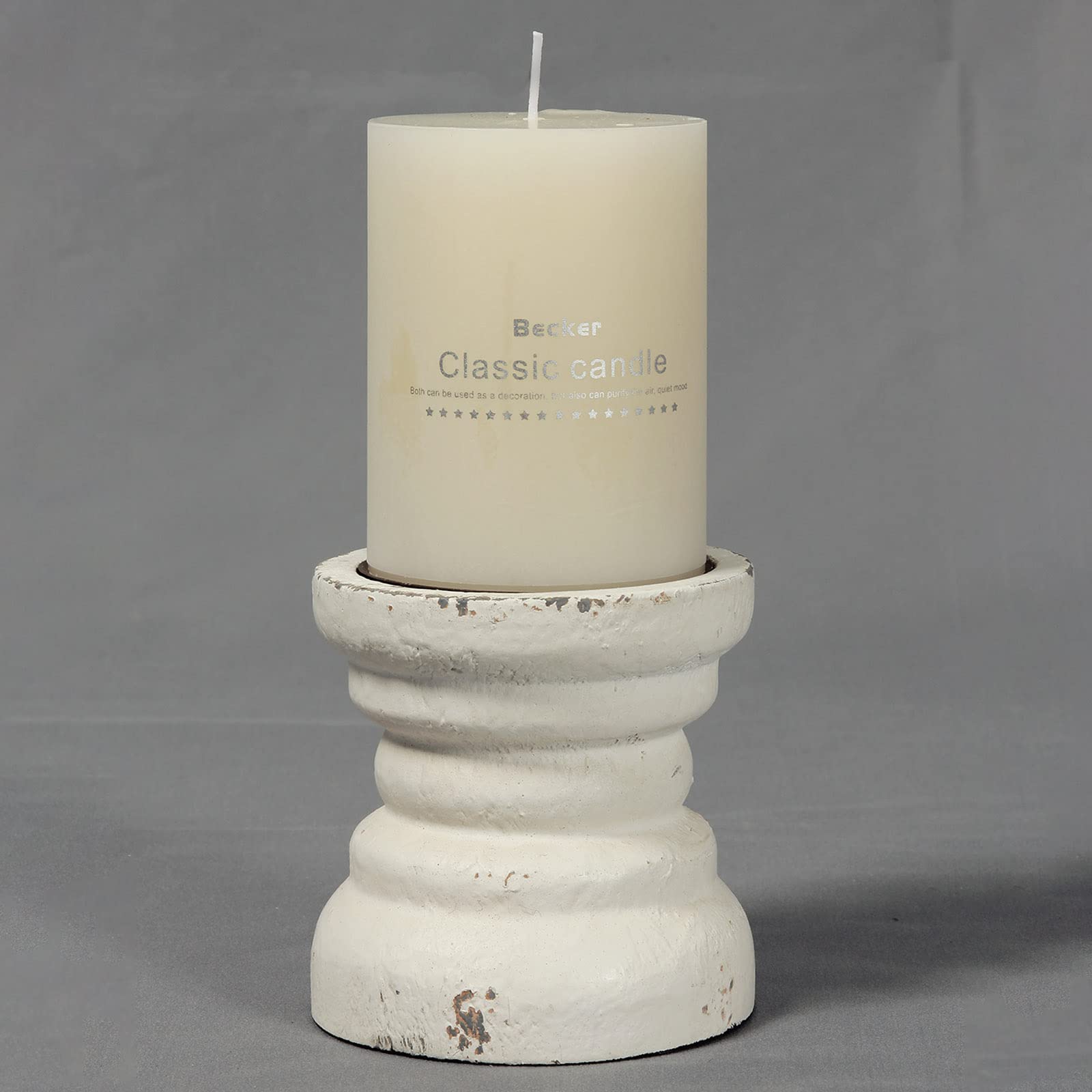 Buy Distressed Wood White Candle Holder, Handcrafted Rustic Candle
