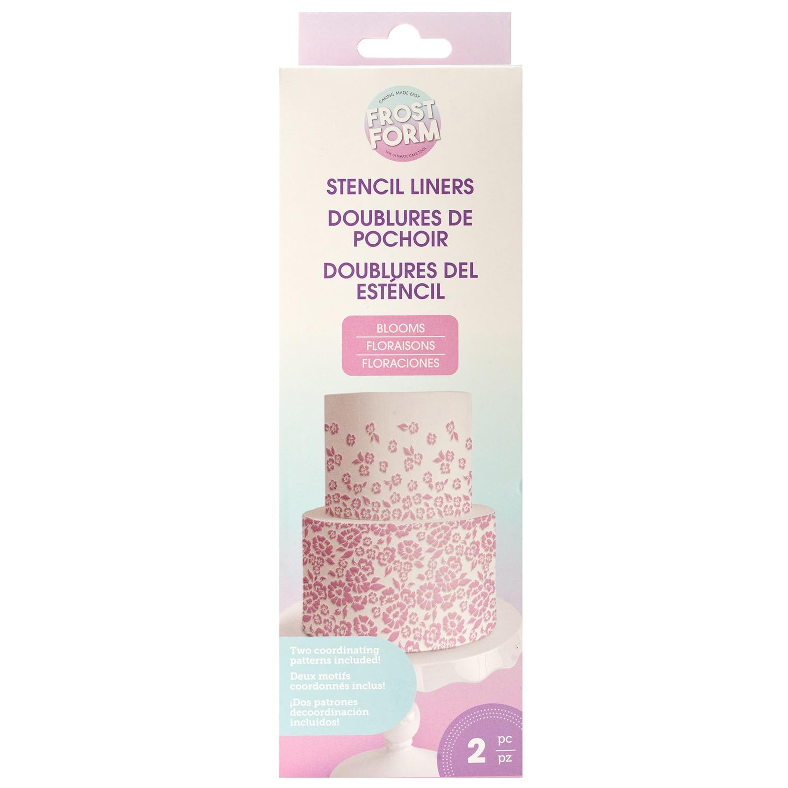 American Crafts, Food Crafting-Frost Form Stencil Liner-Blooms, 2 Stencil Liners in Wild Patterns Stencil Liner Tool Liner