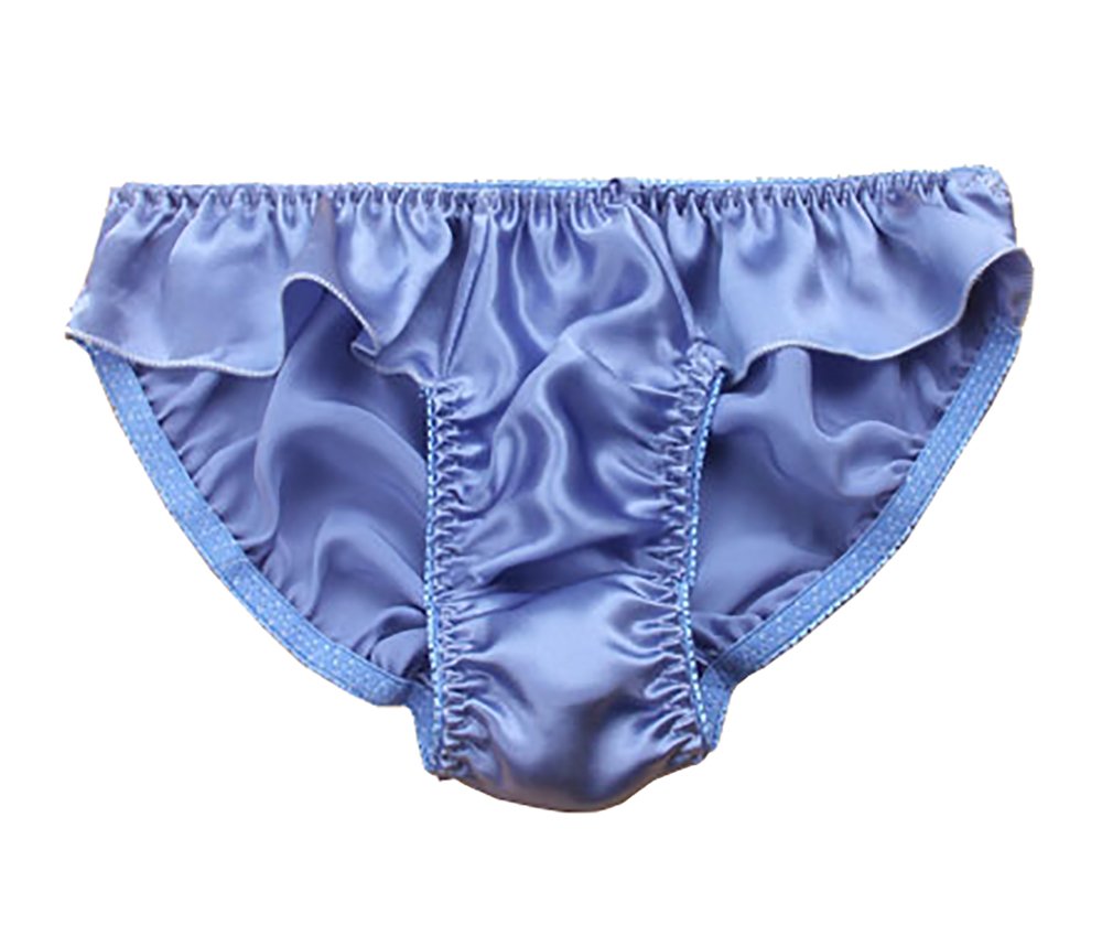 LSHARON Women's Sexy 100% Mulberry Silk Briefs Lingerie Gymnastics Thong Ballet Underwear Panties (L(Tag 2XL), Blue)