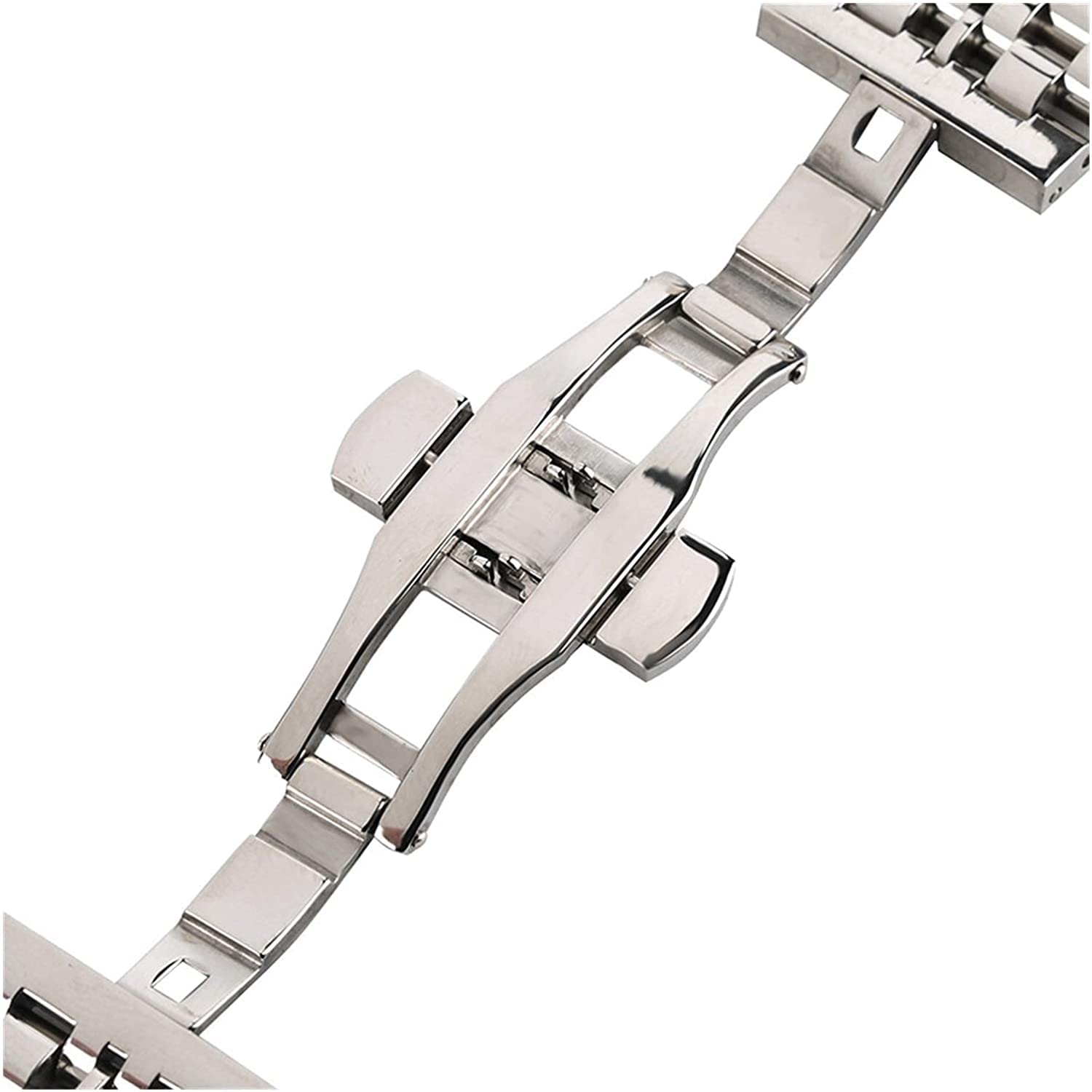 Correa de reloj Plata/Negro Acero inoxidable 22 mm Correa de reloj Cierre plegable con seguridad Correa de relojes sólida para hombres Reloj Pulsera de repuesto Pulsera
