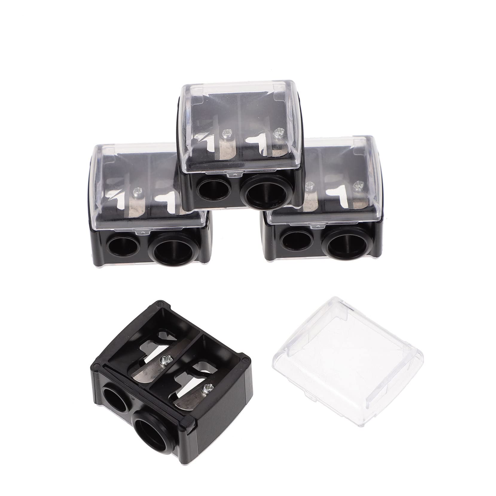 minkissy Cosmetics Pencil Sharpener Set 4pcs Eyeliner Pencil Sharpener Lid for Eye Liner Brow Lipstick and Makeup Sharpening Tool Random Color