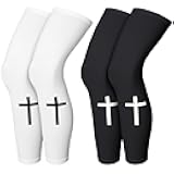 Skylety 2 Pairs Faith Cross Compression Leg Sleeve Religious Jesus Full Length Leg Sleeves for Footall Basketball Cycling
