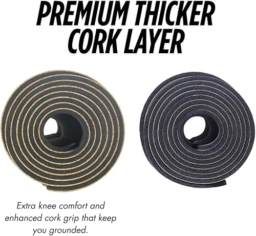 Miniatura 4 de Esterilla de yoga de corcho con base de goma natural, tamaño extra, grosor y soporte, excelente cojín y agarre, antideslizante, no tóxico,