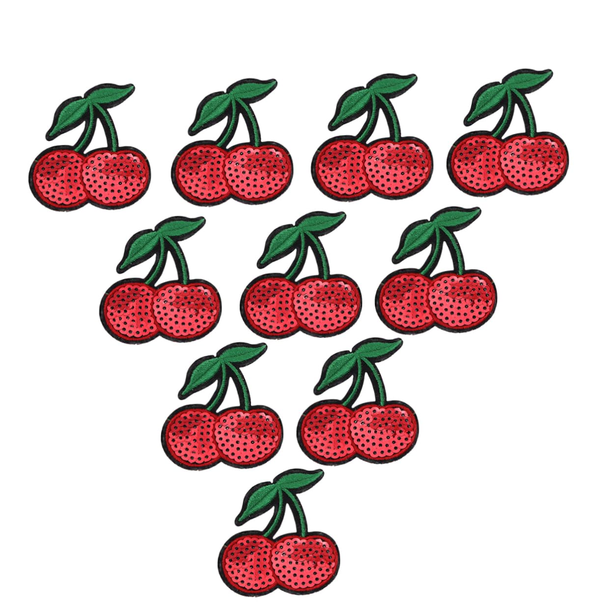 EXCEART 10pcs Cherry Stickers Sew on Patches Iron on Embroidered Patches Iron on Sequin Strawberry Trendy Accessories Iron on Appliques Applique for Girls Green Leaves Embroidery Stickers