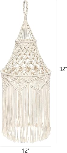 Miniatura 6 de Mkono Pantalla de lámpara de macramé, cubierta de luz colgante bohemia para oficina, dormitorio, sala de estar, guardería, decoración (bombilla no
