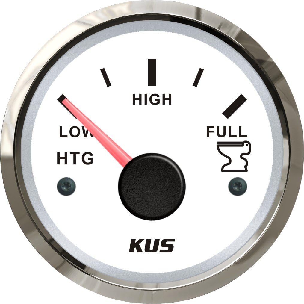 KUS CPGR-WS, 240-33 Ohm, Electric Holding Tank Level Gauge, 12V / 24V, 2" (52mm) with Backlight